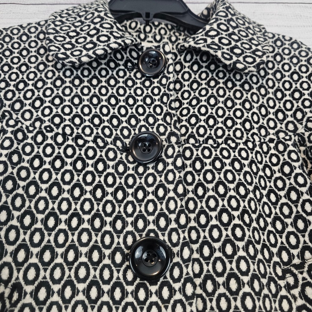 eci New York Size Large Big Button Jacket Black &‎ White Geometric Pattern L641